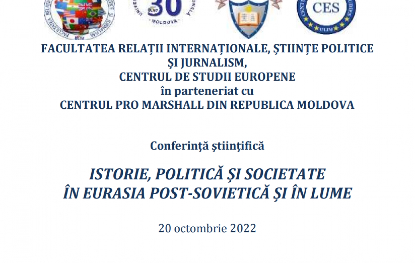 Conferință științifică: Istorie, Politică și Societate în Eurasia post-sovietică și în lume